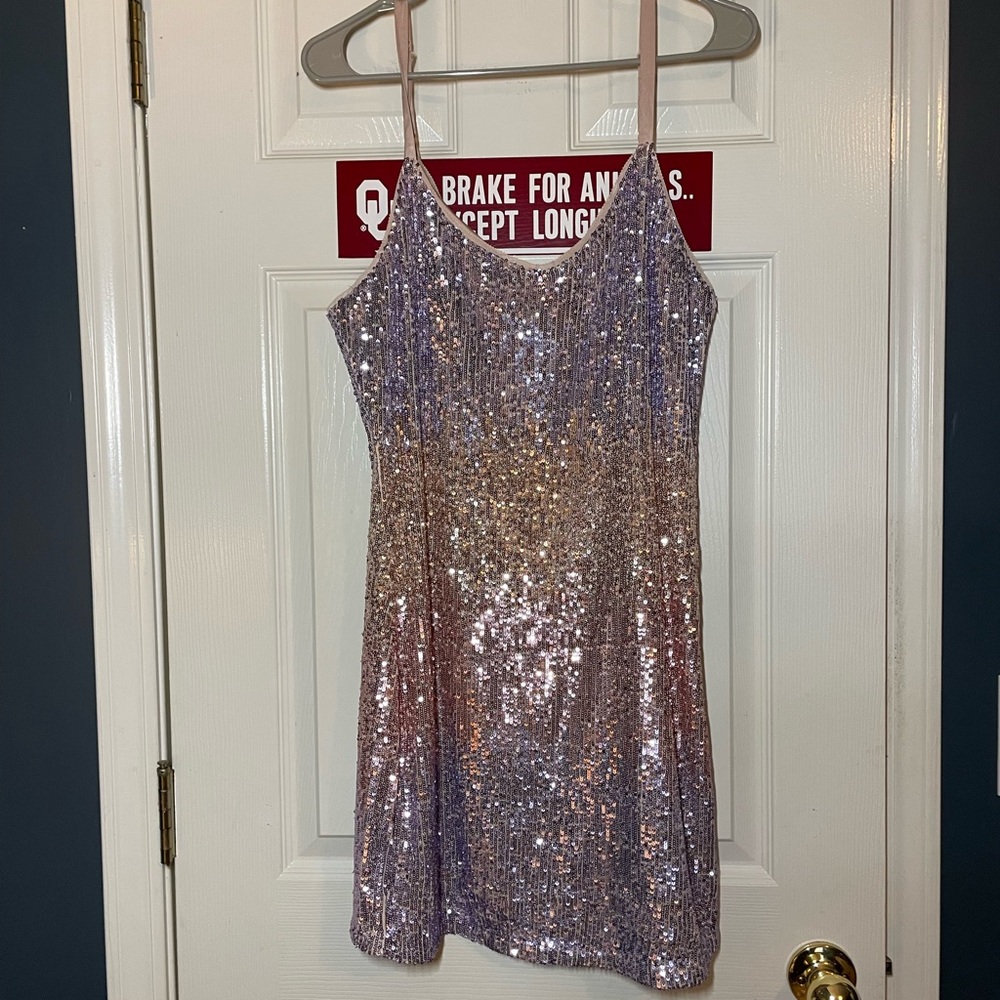 Skies are blue - ombre sequin mini dress - M
